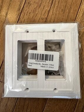 10 Pack Wood Grain White Double-Gang Decorative Wall Plate